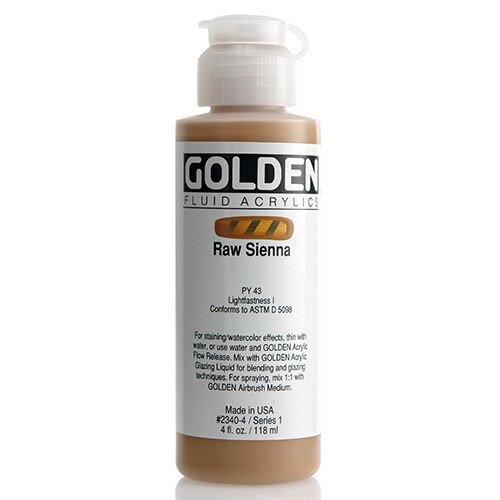 Golden, Fluid Acrylic, Paint, 4oz, Raw Sienna